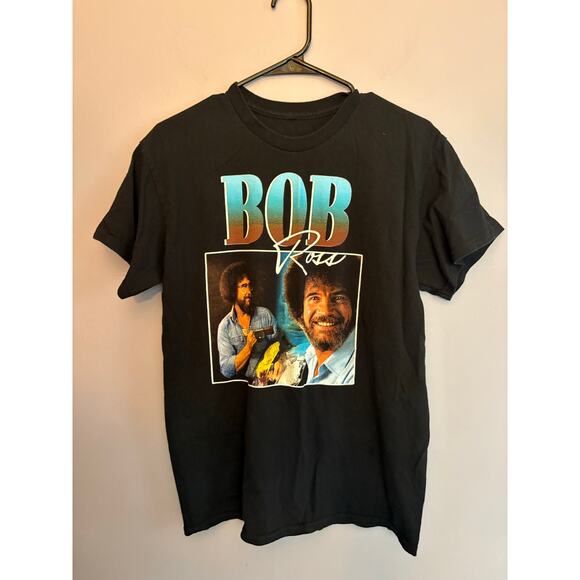 Bob Ross tshirt Size Adult Small Black Happy Little Trees - Picture 1 of 5